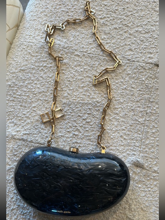cult gaia Handbags - cult gaia navy marbled resin minaudière with gold chain